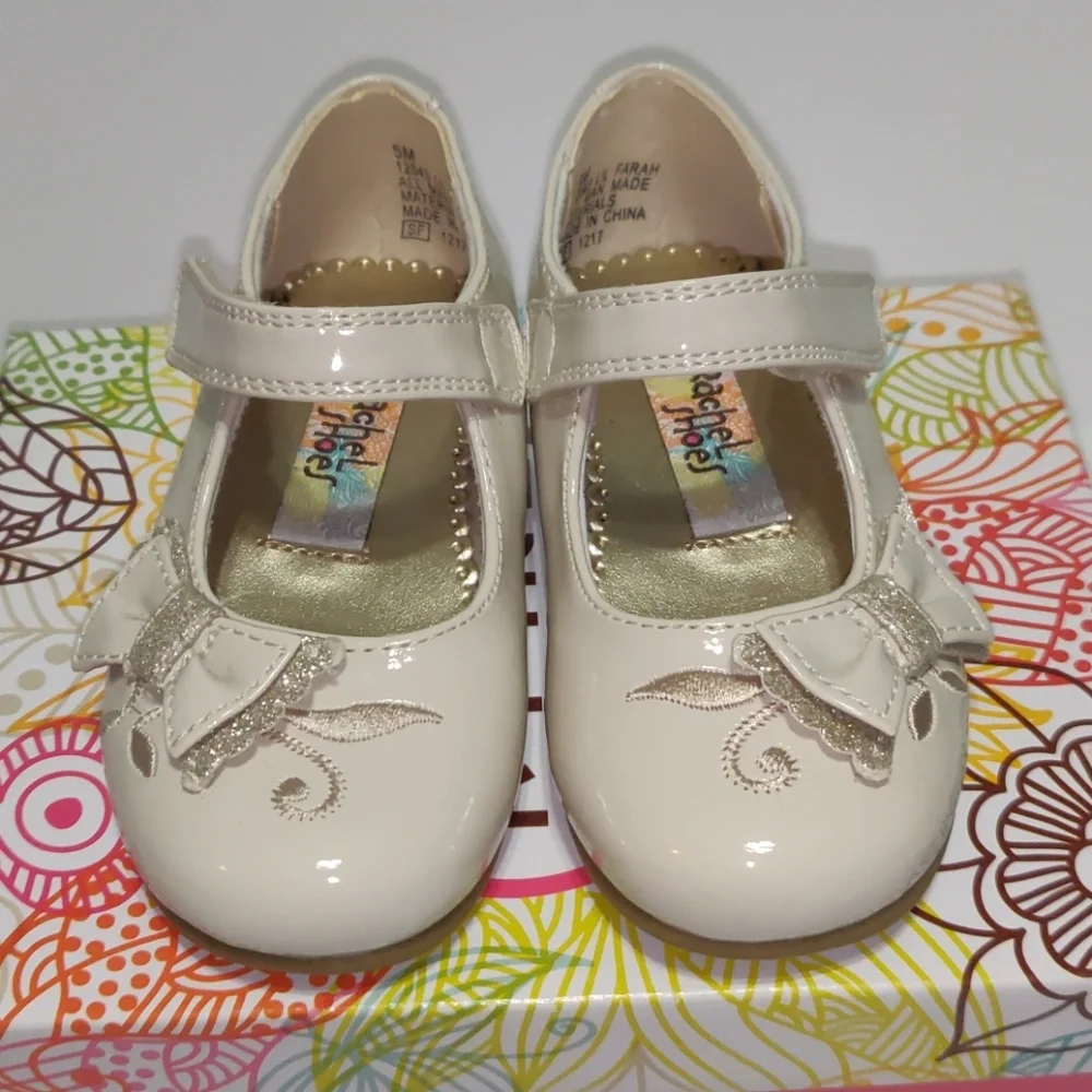 RACHEL SHOES LIL FARAH BONE PAT Size 5 Litle Girl
